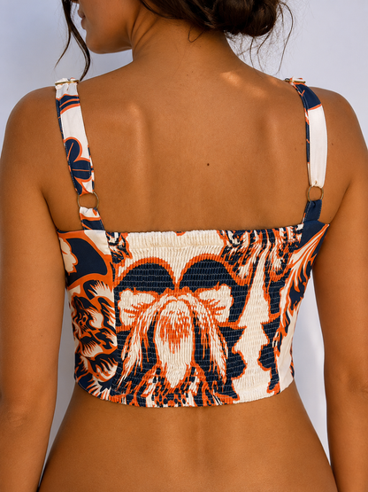 Top estampado Floral tiras
